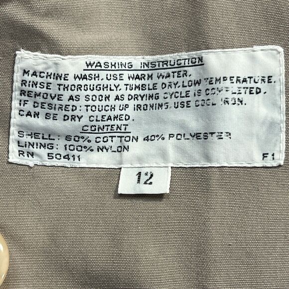 Vintage Fleet Street Rain/Shine Trench Coat In Tan Women’s Size 12 Length 42" - Picture 7 of 15